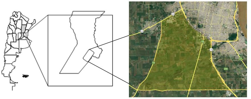 Figura 1. Ubicación del cuadrante suroeste del área de influencia del ECOM Rosario.